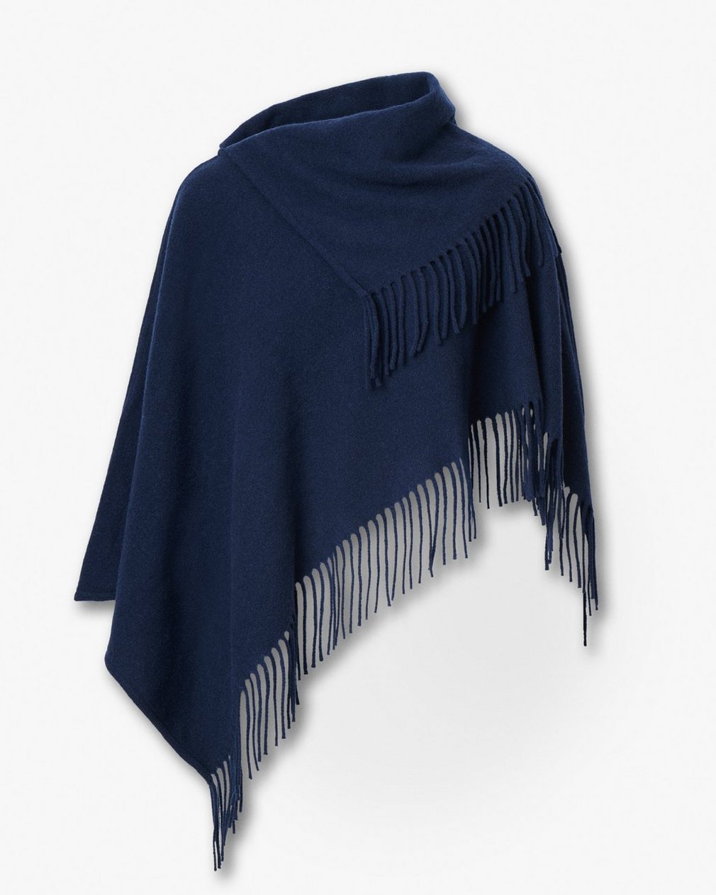 Darcey Italian Wool Cowl Poncho - Navy - Image 2