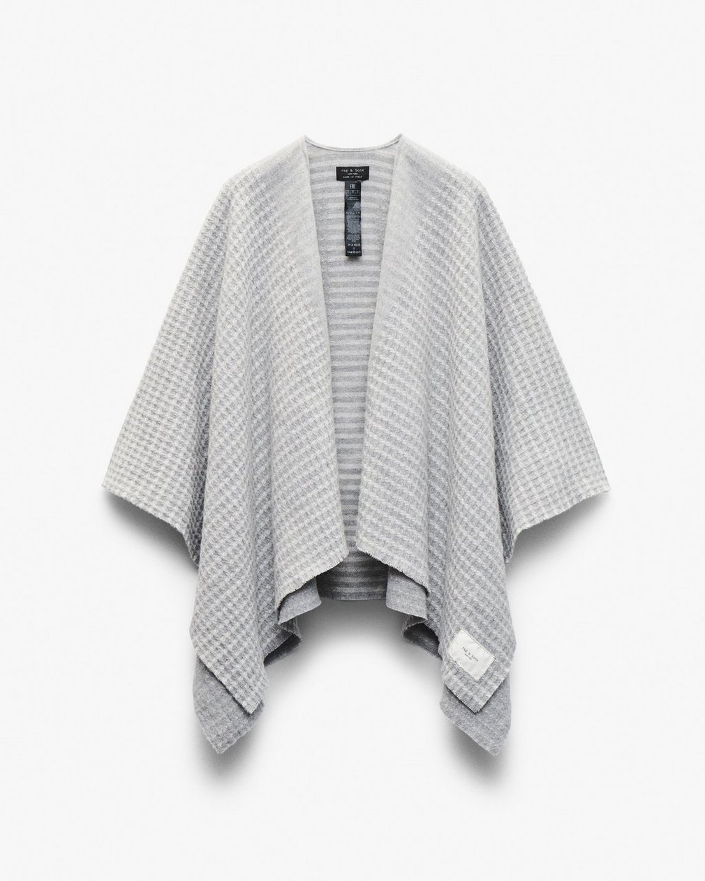 Joni Waffle-Knit Wool Poncho - Grey - Image 2