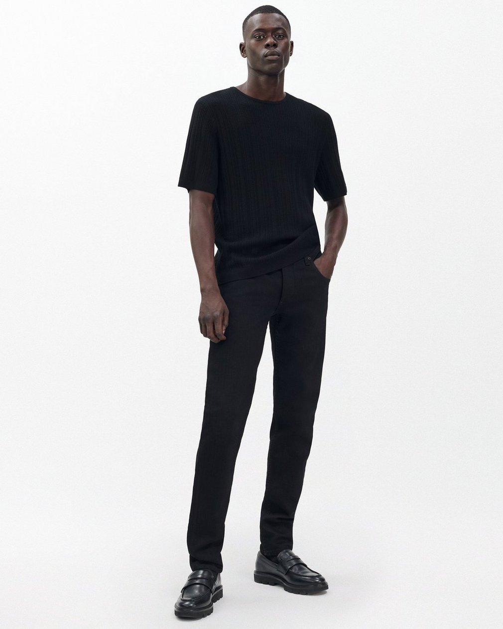 Fit 1 - Black: Skinny Fit Black Aero Stretch Jean - Image 3