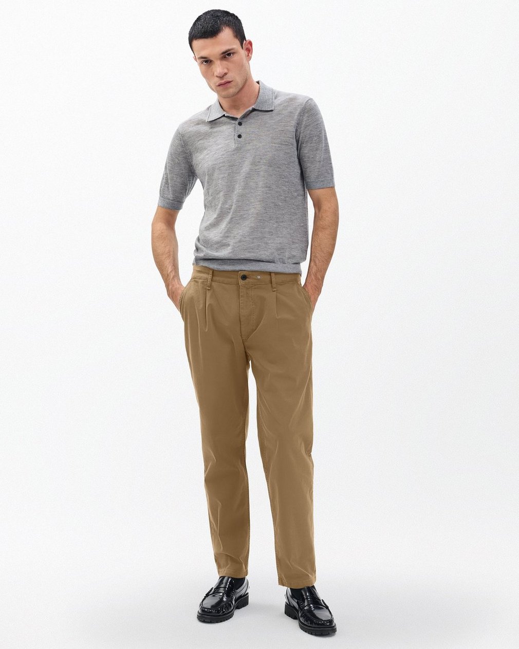 Evan Pleated Stretch Twill Chinos - Bark - Image 3