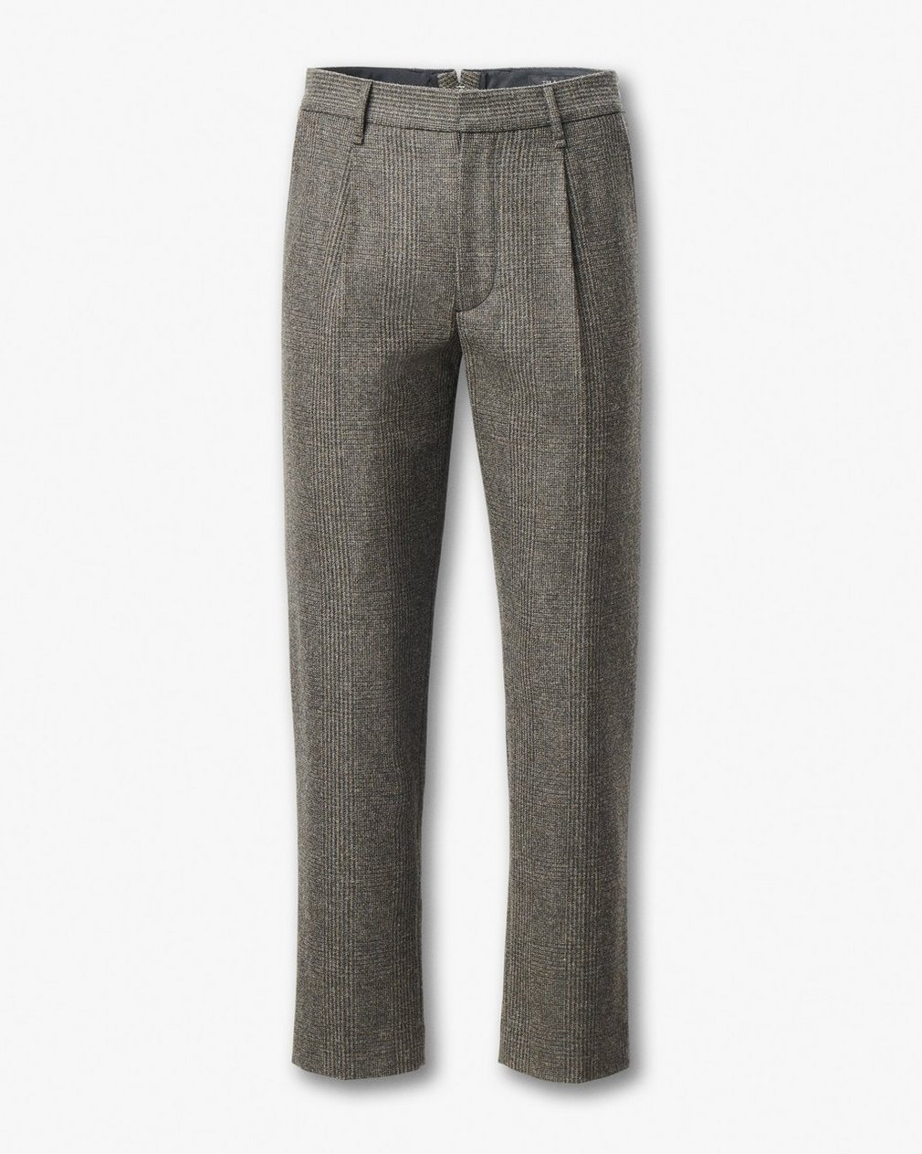 Evan British Plaid Wool Trousers - Brown Plaid - Image 2