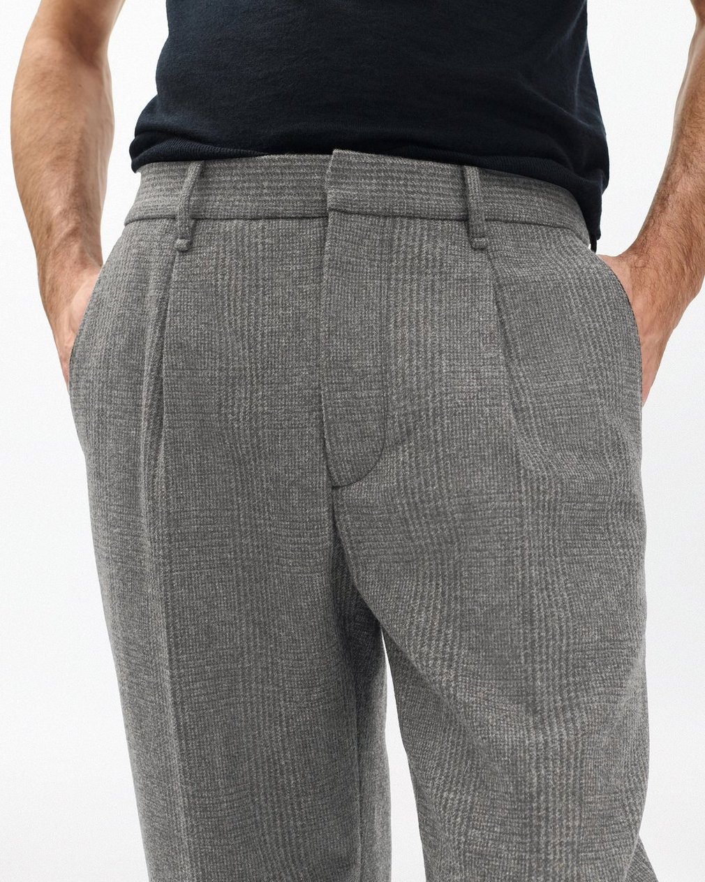 Evan British Plaid Wool Trousers - Brown Plaid - Image 5