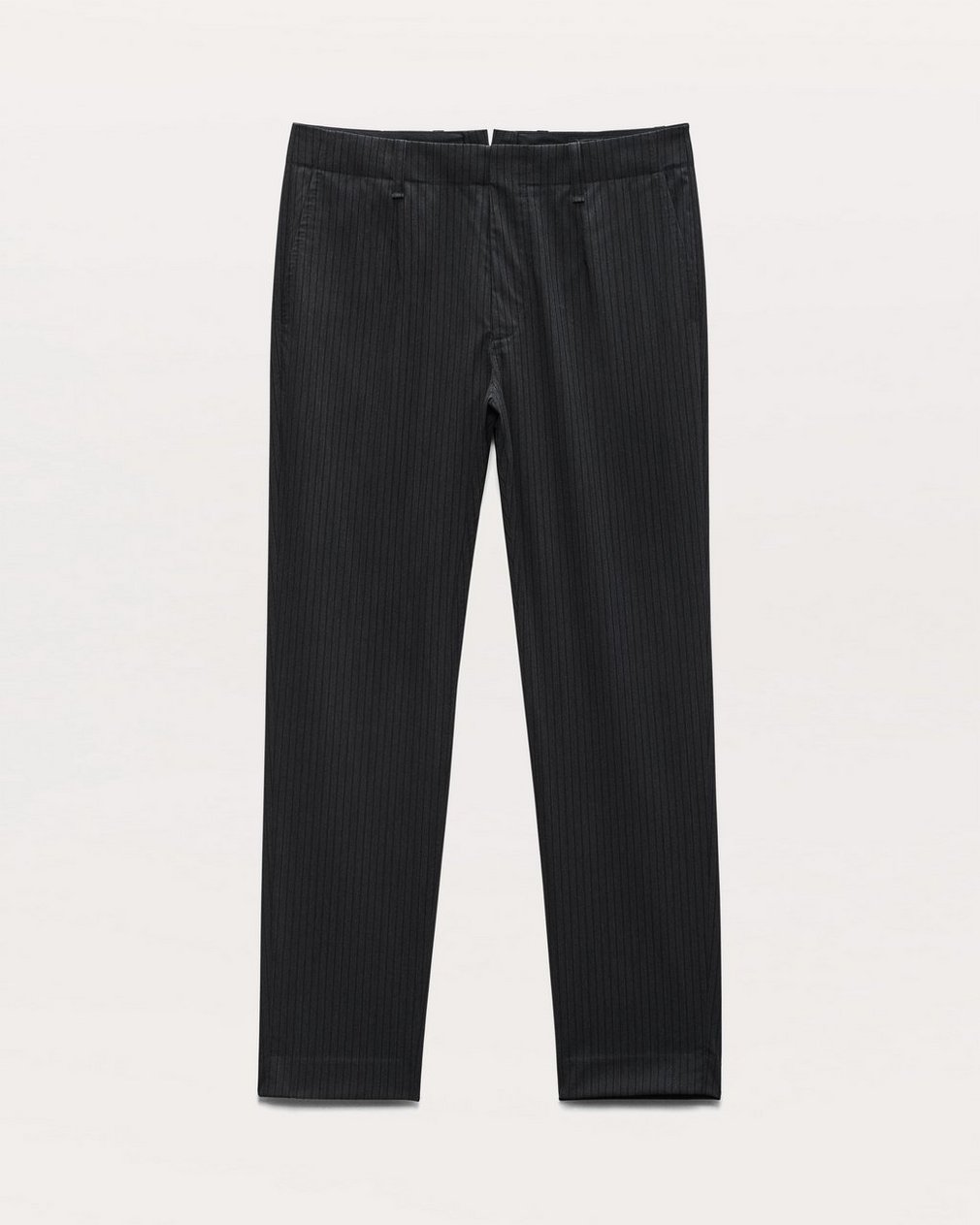 Lennox Pinstripe Italian Wool-Blend Trousers - Black - Image 2