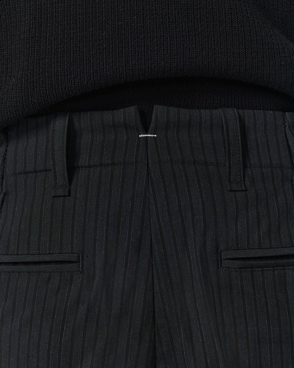 Lennox Pinstripe Italian Wool-Blend Trousers - Black - Image 6