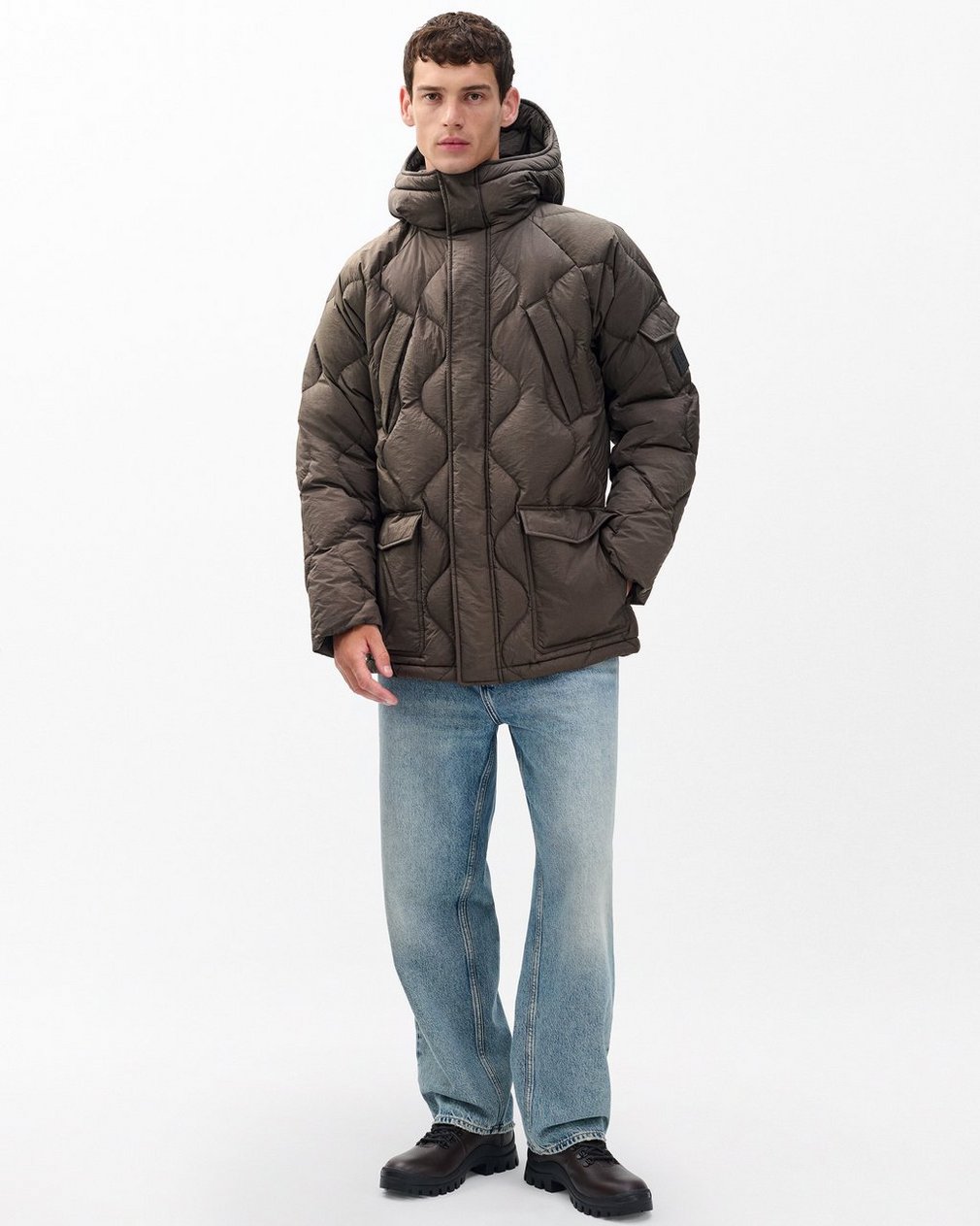 Dane Quilted Down Jacket - Stonewall - Image 2
