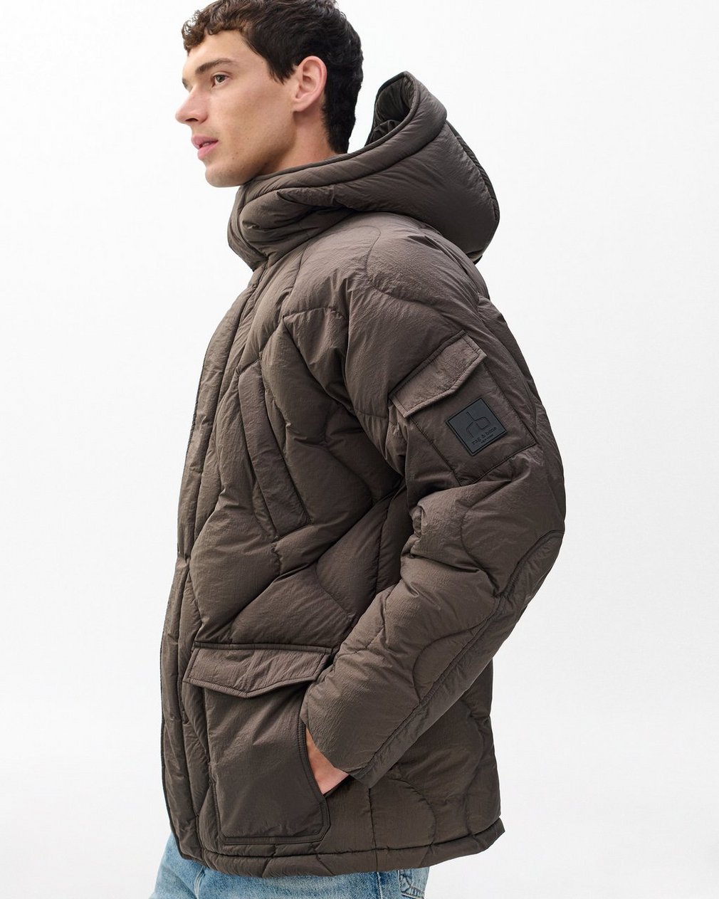Dane Quilted Down Jacket - Stonewall - Image 3