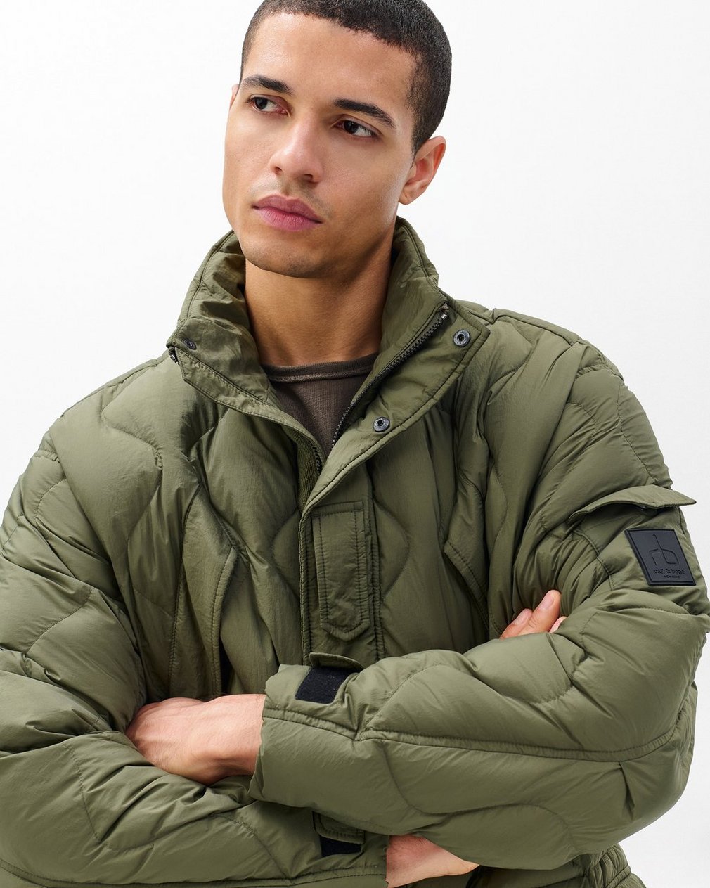 Dane Quilted Down Parka - Dark Olive - Image 5