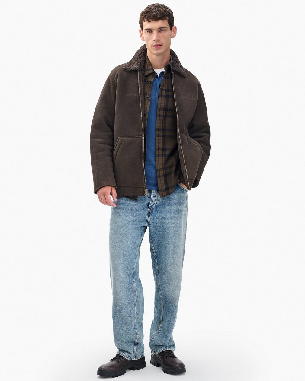 Trent Lamb Shearling Jacket - Distressed Brown - Image 3