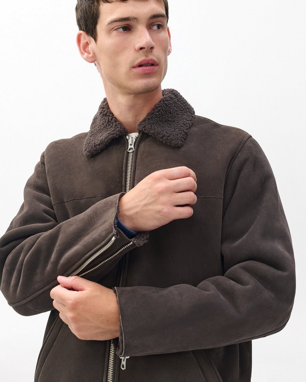 Trent Lamb Shearling Jacket - Distressed Brown - Image 4