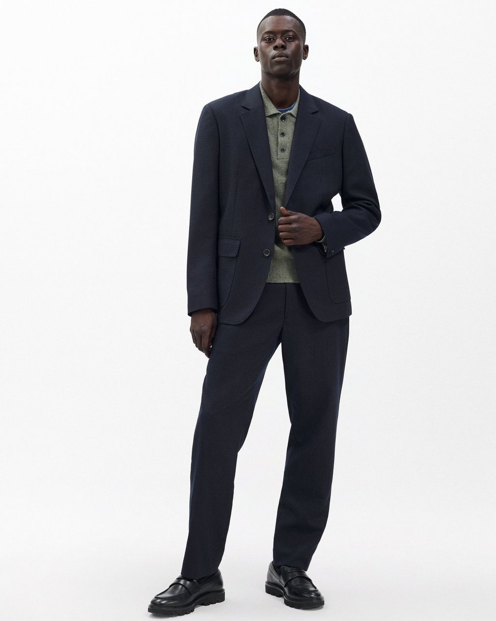Butler Italian Pinstripe Blazer - Navy - Image 2