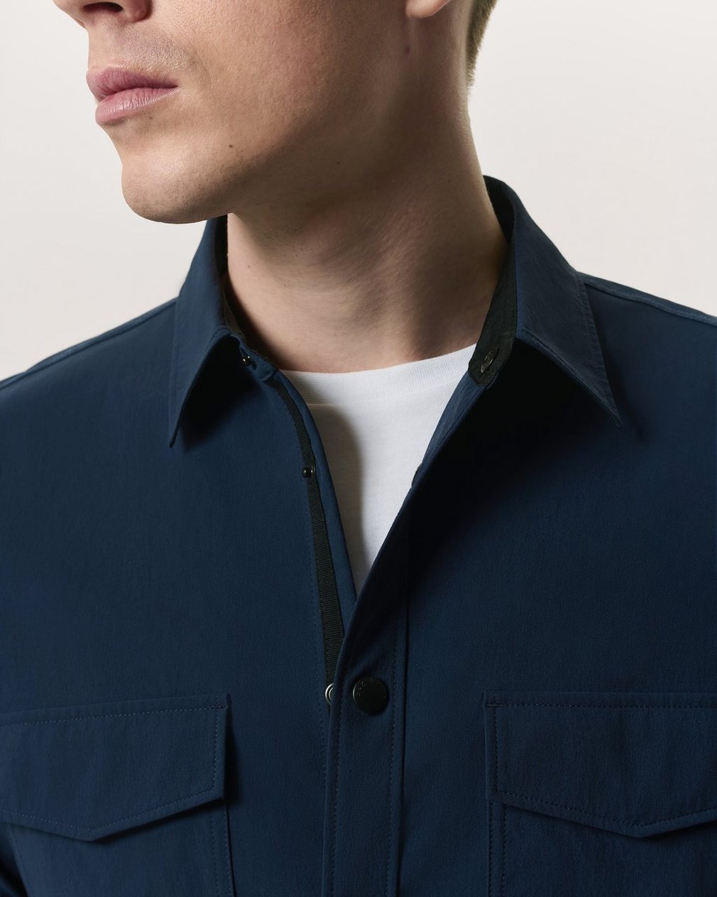 Stretch Nylon CPO Overshirt - Navy - Image 3