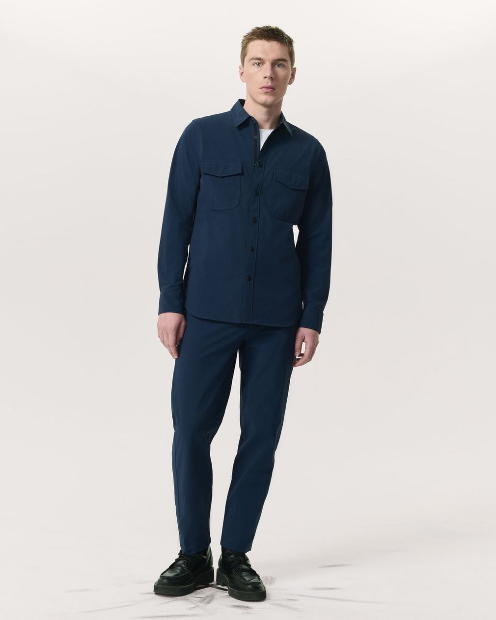 Stretch Nylon CPO Overshirt - Navy - Image 4