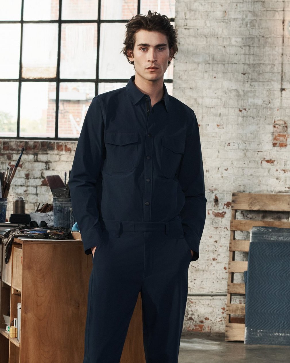Stretch Nylon CPO Overshirt - Navy - Image 7