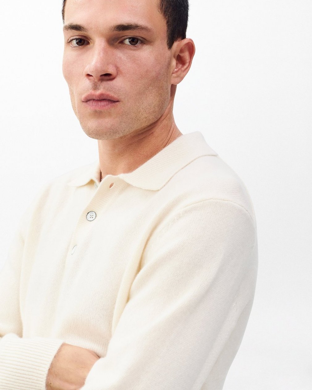 Declan Cashmere Polo Sweater - Ivory - Image 4
