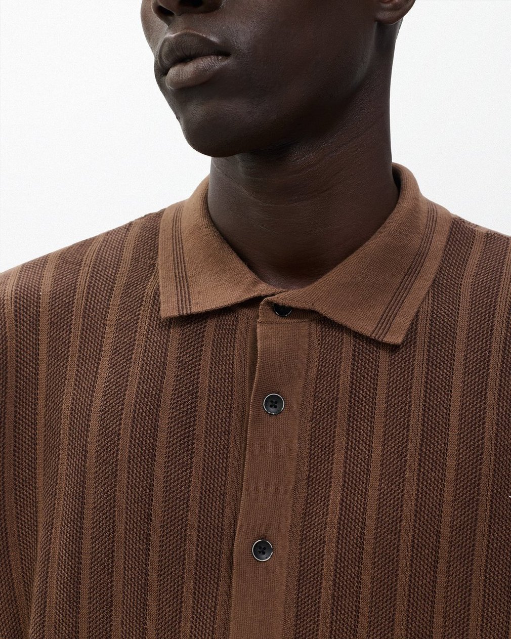 Harvey Ribbed Knit Shirt - Coffee - Image 4