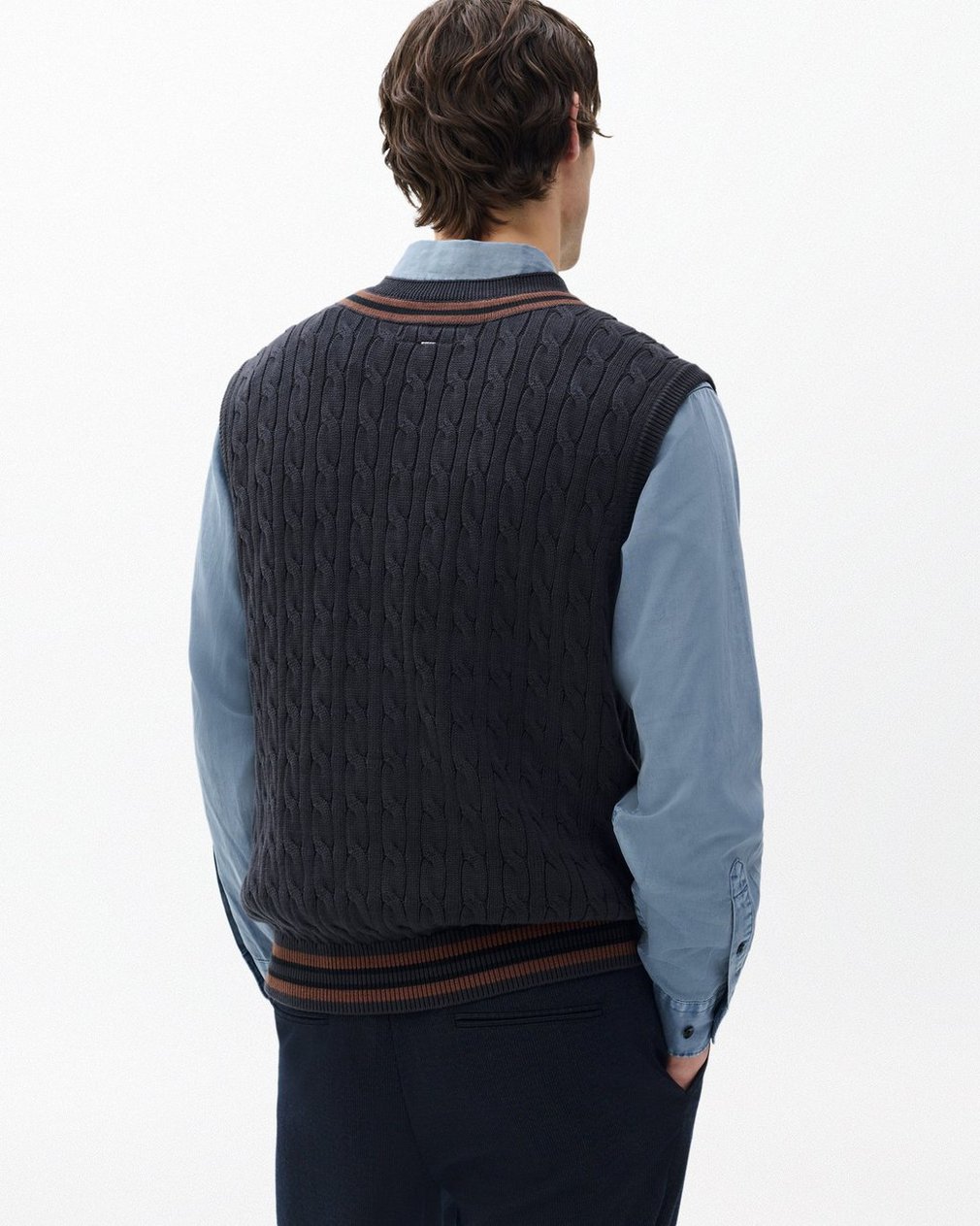 Tristan Cricket Sweater Vest - Dark Grey - Image 6