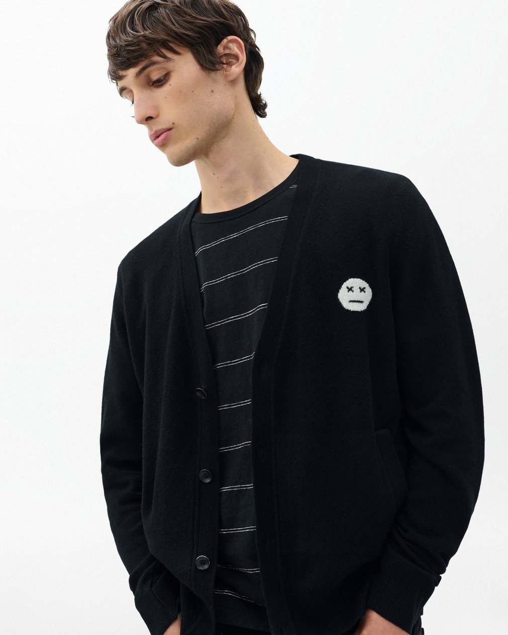 Sour Face Wool Cardigan - Black - Image 5