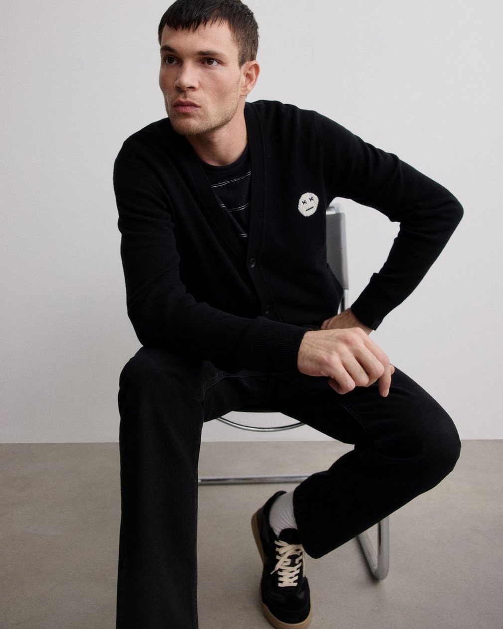 Sour Face Wool Cardigan - Black - Image 7