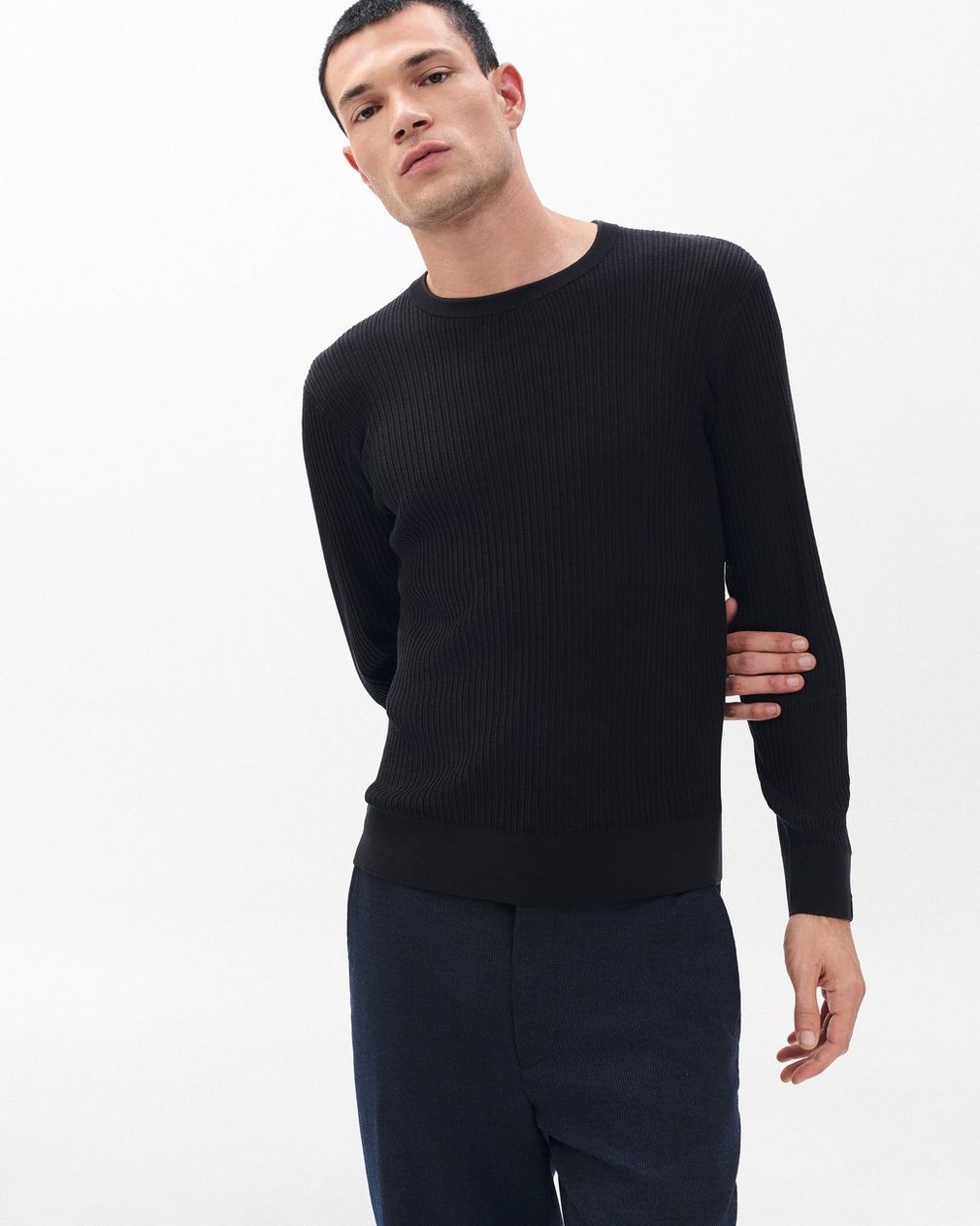 Jayce Silk-Cotton Sweater - Black - Image 4