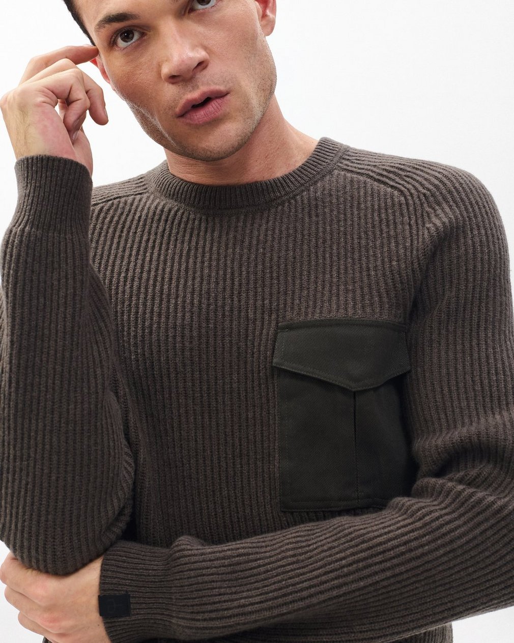 Walker Mixed-Media Sweater - Bark - Image 4