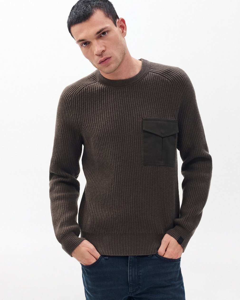 Walker Mixed-Media Sweater - Bark - Image 5