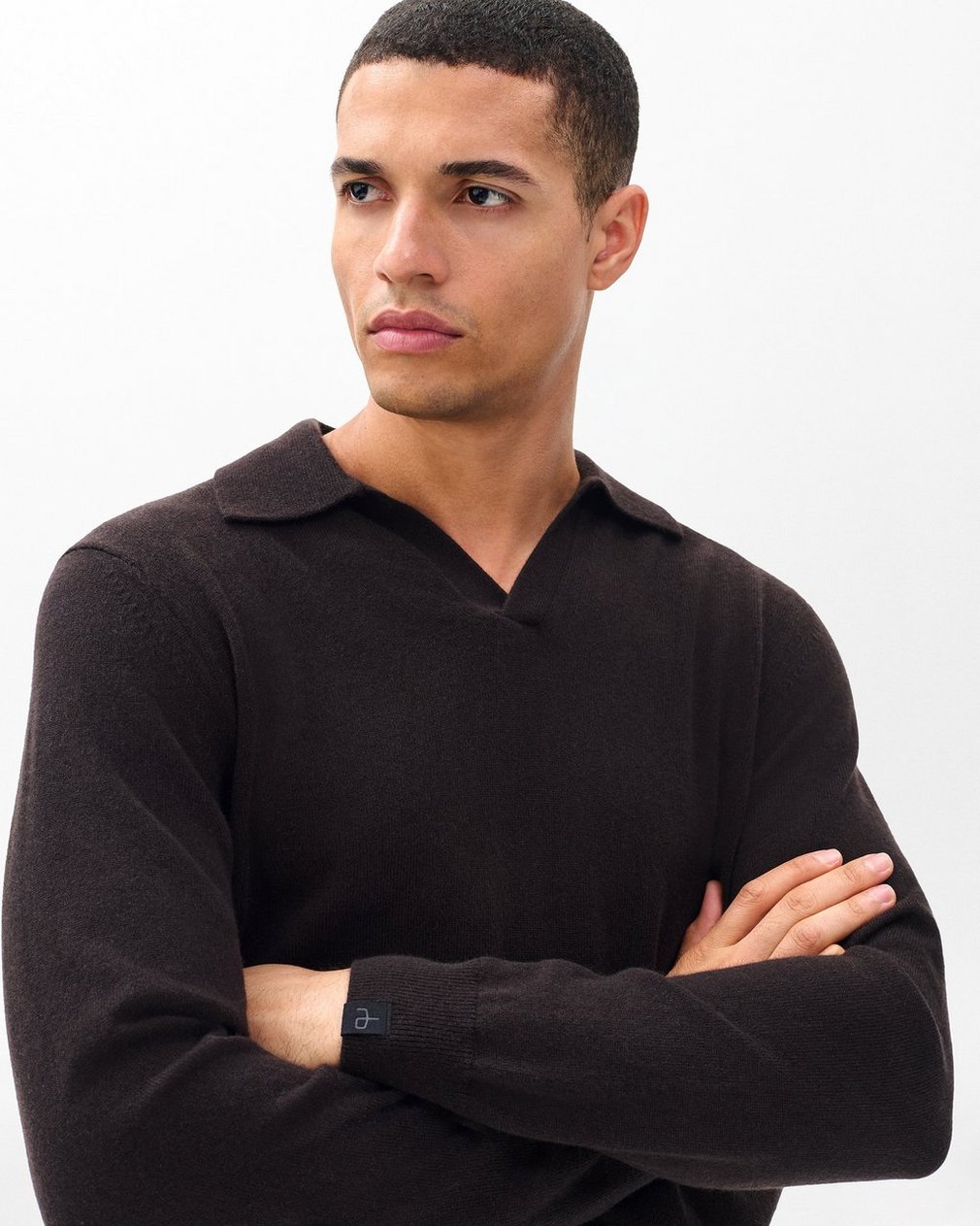 Downing Cashmere Polo - Dark Brown - Image 4