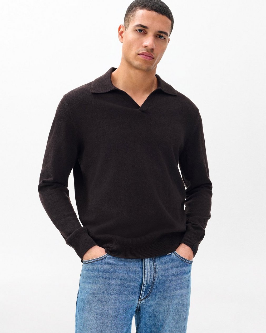 Downing Cashmere Polo - Dark Brown - Image 5