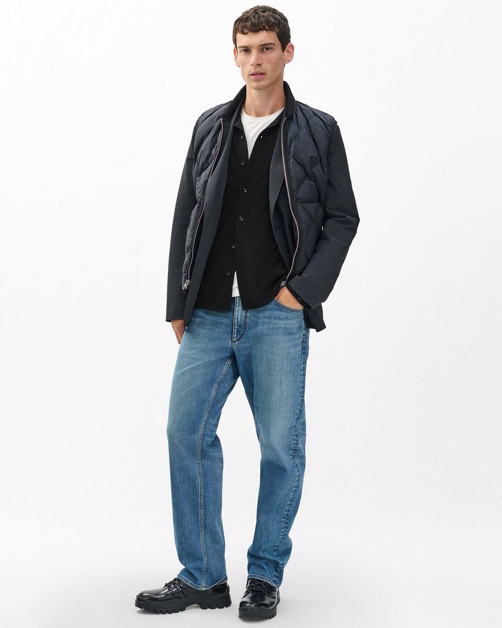 Crawford Wool-Cashmere Knit Shirt - Black - Image 3