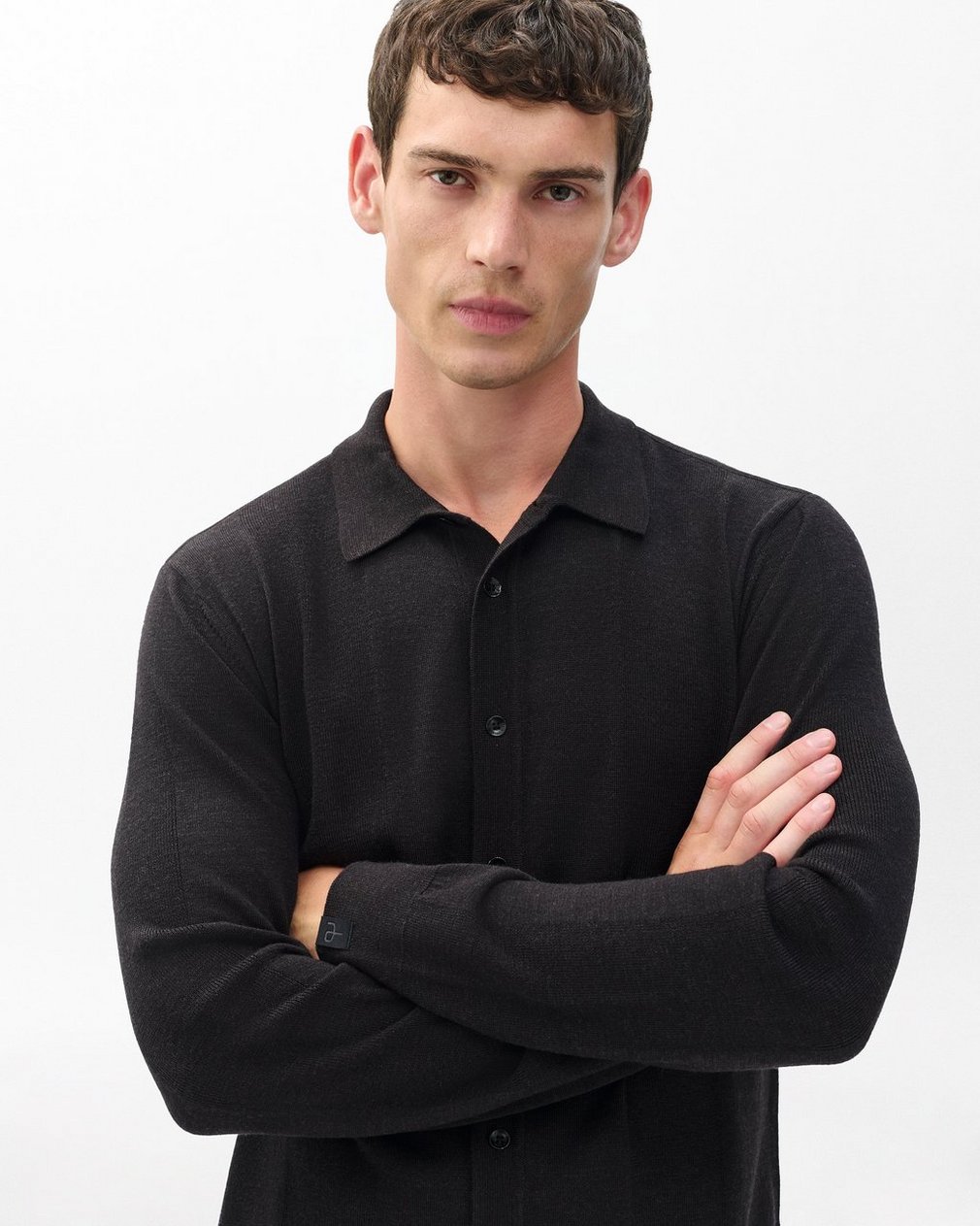 Crawford Wool-Cashmere Knit Shirt - Dark Brown - Image 5