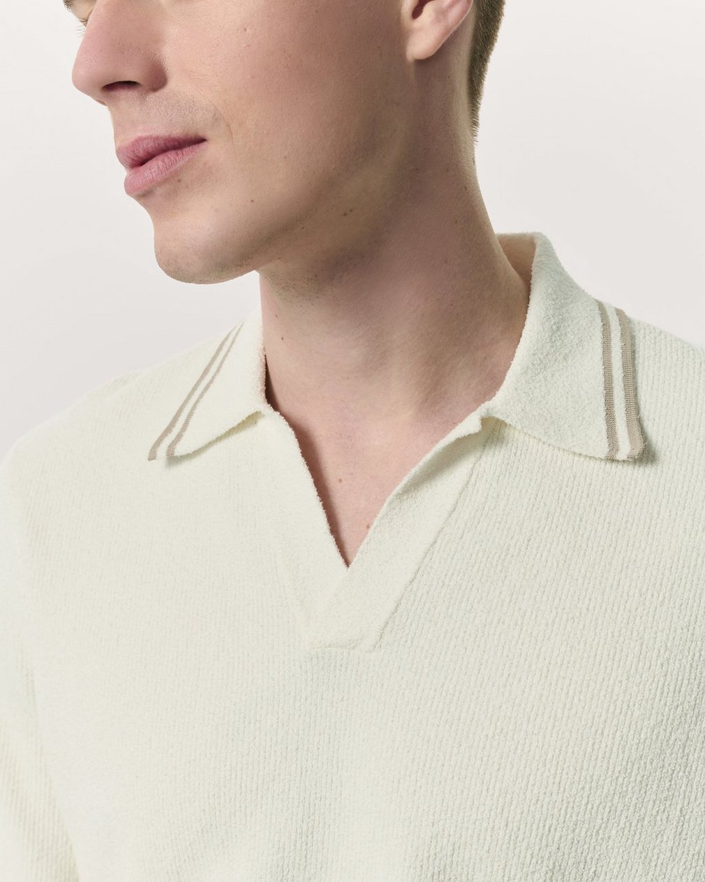 Zuma Johnny Collar Knit Polo Shirt - Ivory - Image 3