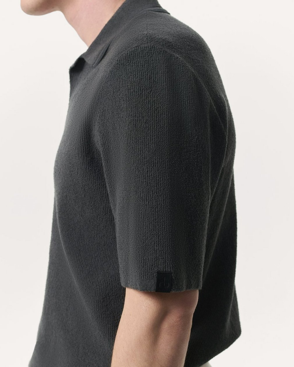 Zuma Johnny Collar Knit Polo Shirt - Dark Grey - Image 3