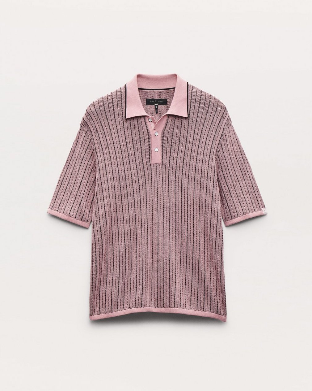 Harvey Striped Knit Polo Shirt - Grape