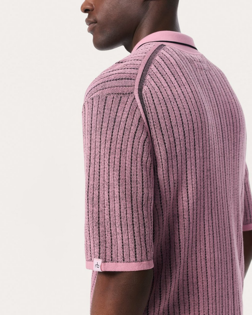 Harvey Striped Knit Polo Shirt - Grape - Image 5