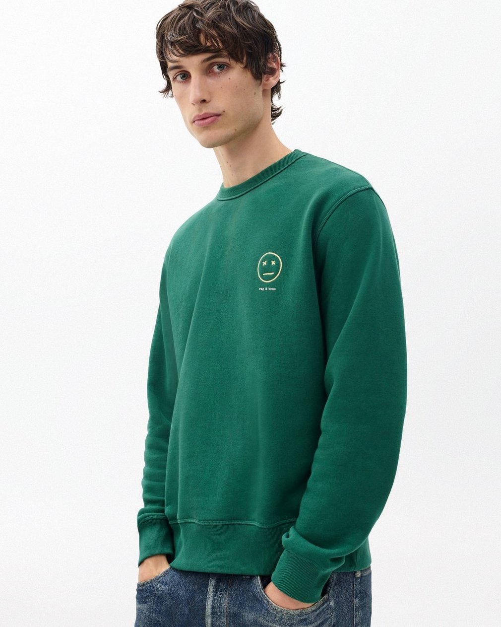 Sour Face Embroidered Sweatshirt - Pine Forest - Image 4