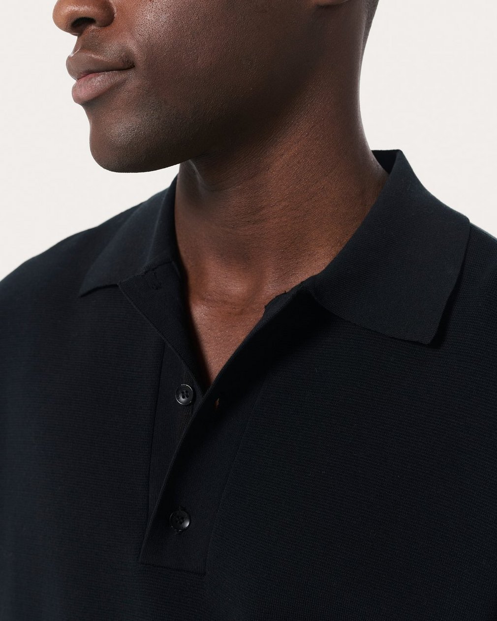 Knit Polo Shirt - Black - Image 4