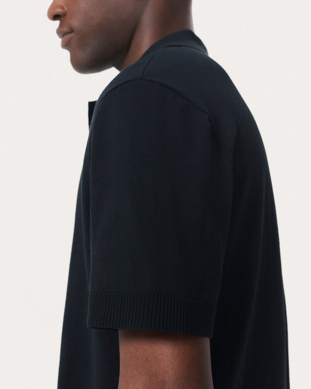 Knit Polo Shirt - Black - Image 5