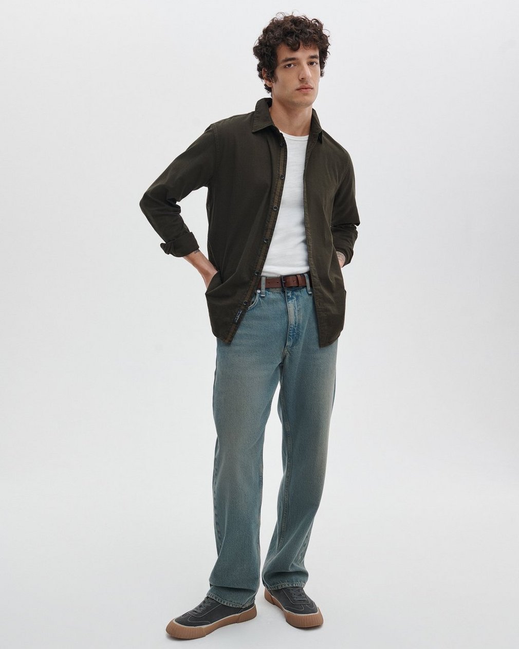 Tomlin Stretch-Cotton Dobby Shirt - Army - Image 3