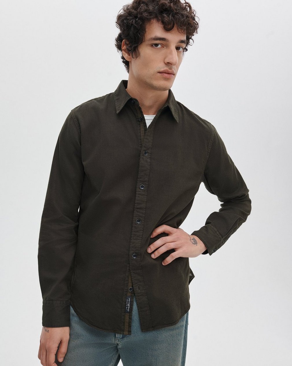 Tomlin Stretch-Cotton Dobby Shirt - Army - Image 4
