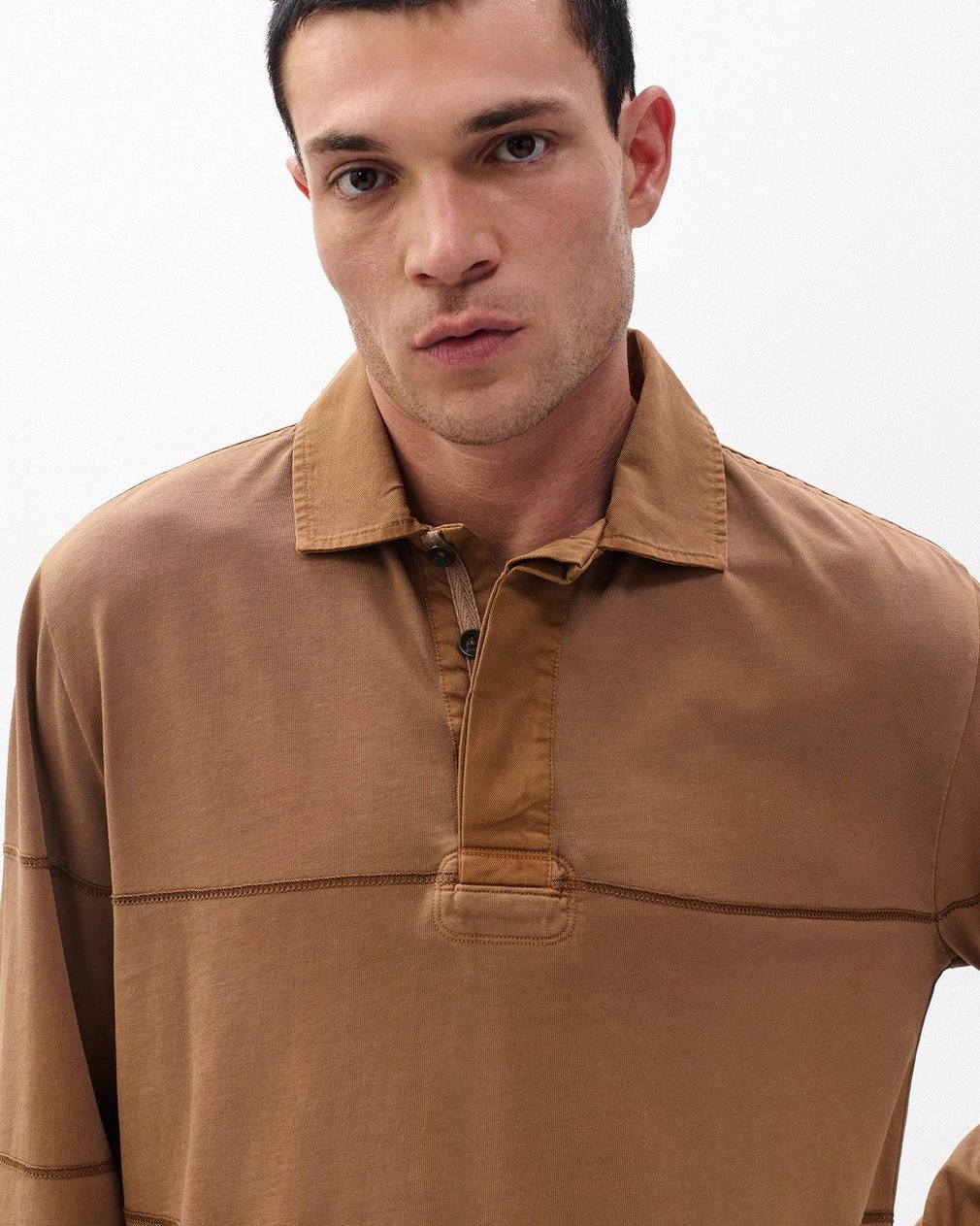 Washed Cotton Rugby Shirt - Washed Brown - Image 5