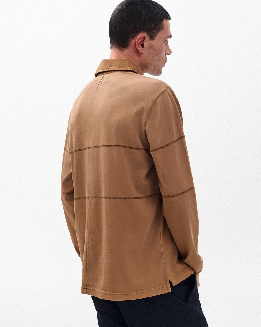 Washed Cotton Rugby Shirt - Washed Brown - Image 6