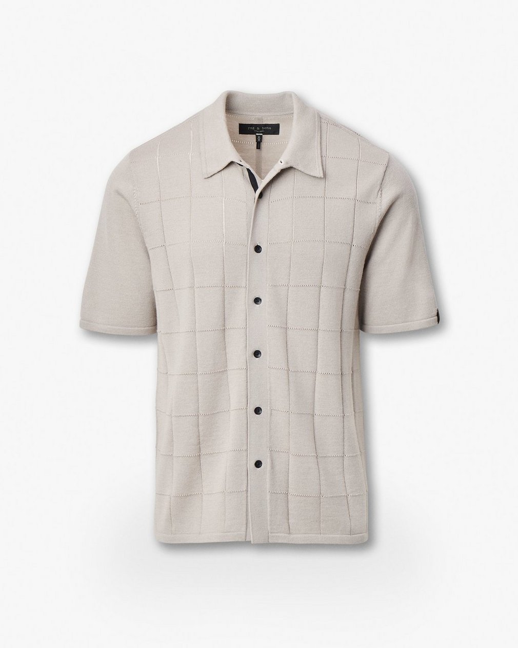 Dalton Windowpane Knit Shirt - Tan - Image 2