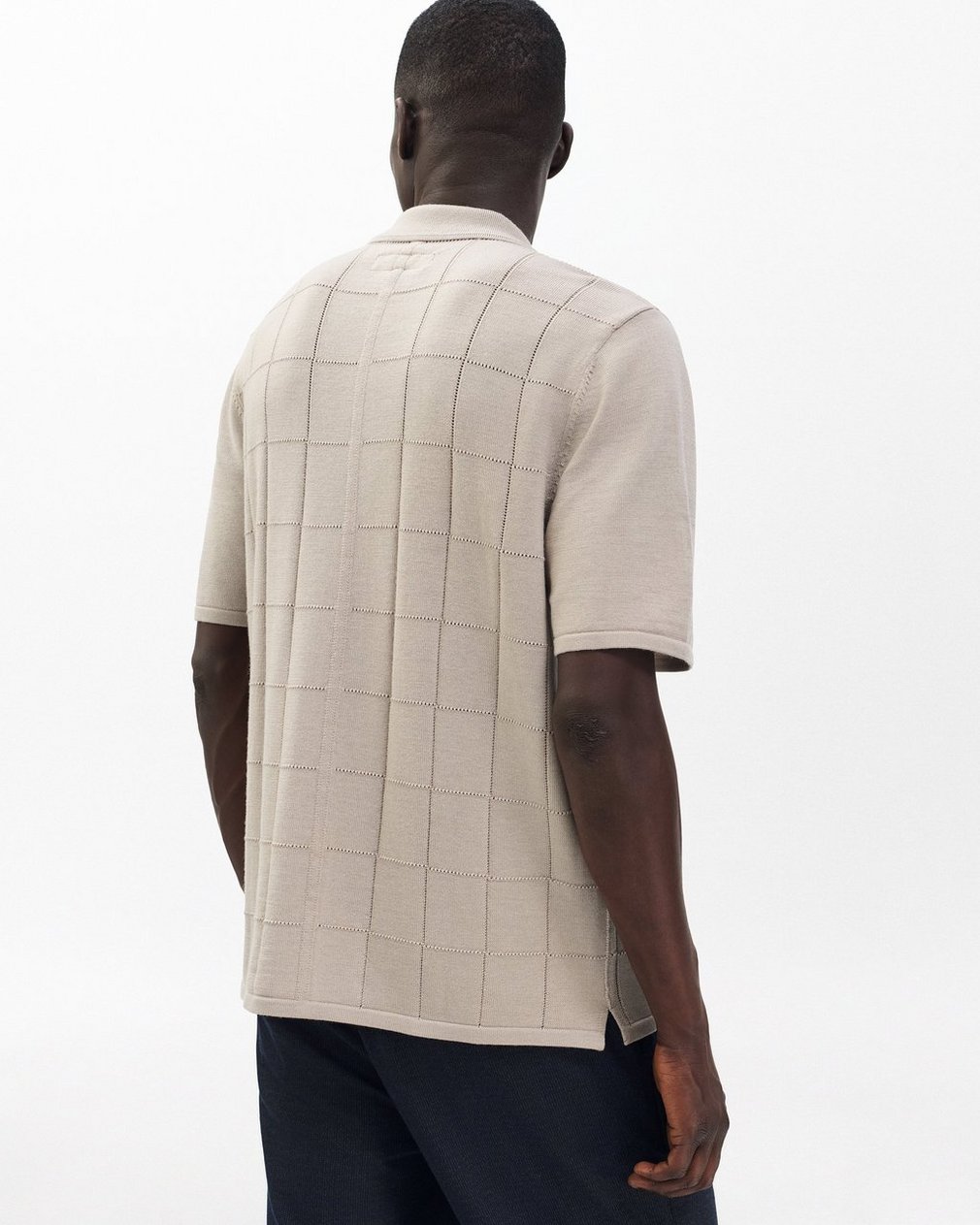 Dalton Windowpane Knit Shirt - Tan - Image 6