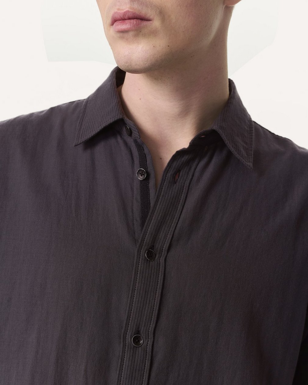 Finch Striped Cotton Gauze Shirt - Dark Grey - Image 3