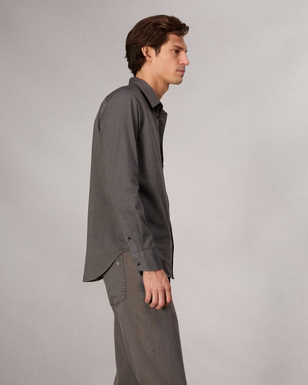 Tomlin Stretch-Cotton Dobby Shirt - Dark Grey - Image 4