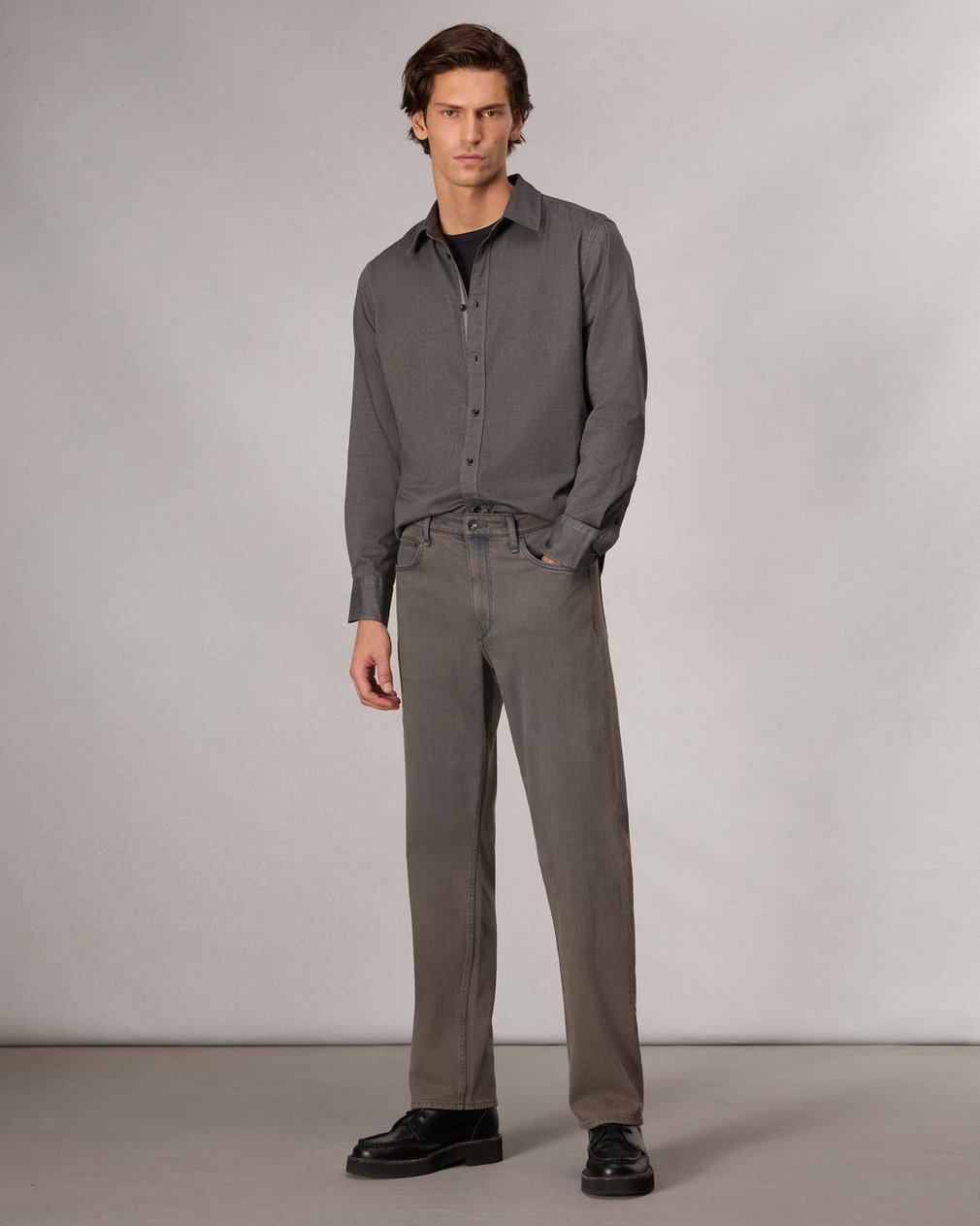 Tomlin Stretch-Cotton Dobby Shirt - Dark Grey - Image 7