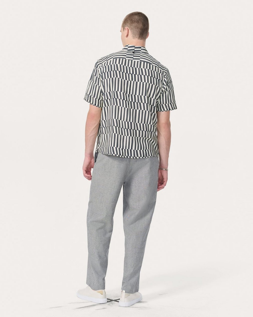 Dalton Printed Shirt - Blue & White Joff Print - Image 6