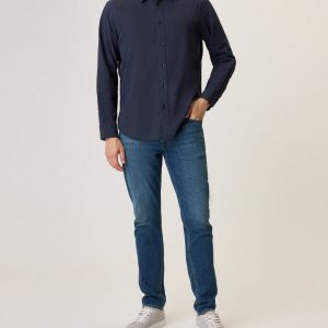 Griffin Hemp-Cotton Shirt - Navy