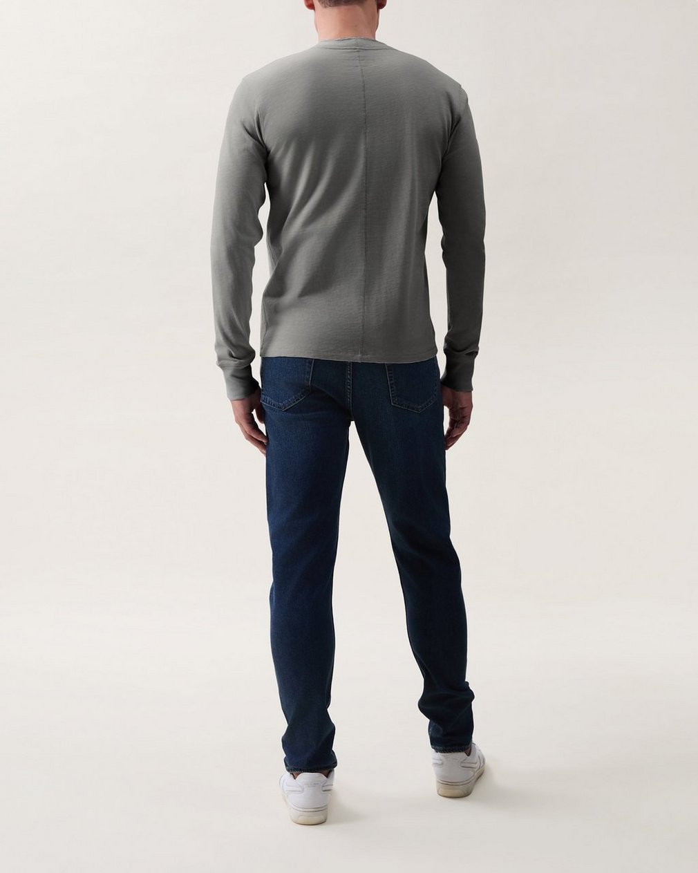 Classic Slub Cotton Long-Sleeve Henley - Natural Grey - Image 2