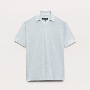 Linen Johnny Collar Polo - Arctic