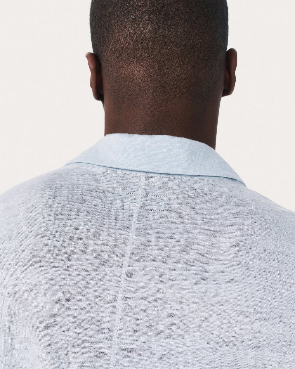Linen Johnny Collar Polo - Arctic - Image 5